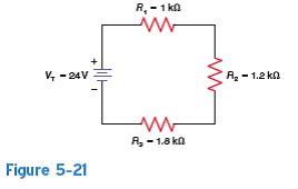 What are the new values for R T and I in Fig. 5-21 if a2-k resistor, R 4 , is added to the series circuit