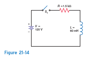 In Fig. 21-14, a. what is the time constant of the circuit with S 1 closed b. what is the eventual steady-state current with S 1 closed c. what is the value of the circuit current at the first instant S 1 is closed ( t = 0 s) d. what is the value of the circuit current exactly one time constant after S 1 is closed e. how long after S 1 is closed will it take before the circuit current reaches its steady-state value