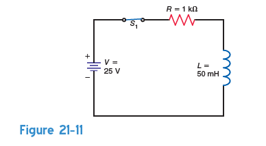 In Fig. 21-11, what is the value of the resistor voltage exactly one time constant after S 1 is closed A) 15.8 V. B) 9.2 V. C) 6.32 V. D) 21.5 V.