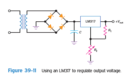 If R 1 = 2.7 k and R 2 = 20 k in Fig. 39-11, what is the output voltage