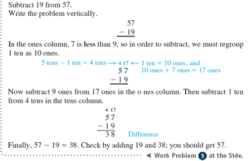Subtract, regrouping when necessary. See Examples 1 3.      Example 1      Example 2      Example 3    