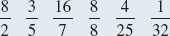 List the proper and improper fractions.       
