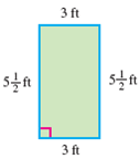 Find the area of the rectangle or square. Round your answers to the nearest tenthwhen necessary.