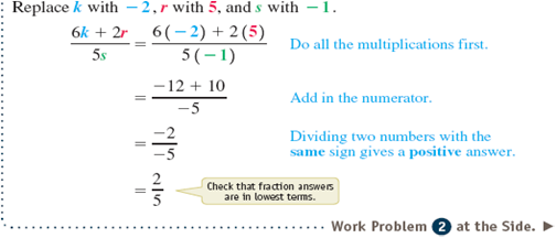 Using the given values of the variables, evaluate the expression. See Examples