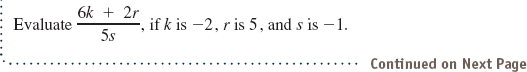 Using the given values of the variables, evaluate the expression. See Examples               