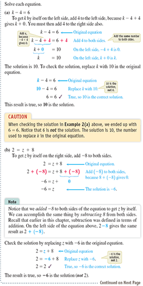 Solve the equation by using the addition property. Check the solution. See Example           