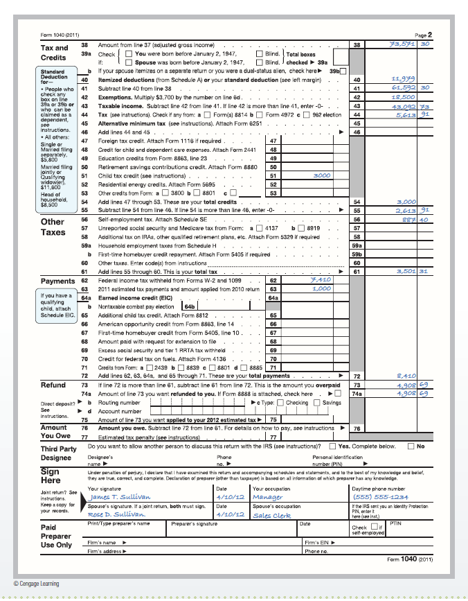 Use Worksheets 3.1 and 3.2. Qiang Gao graduated from college in 2011 and began work as a systems analyst in July 2011. He is preparing to file his income tax return for 2011 and has collected the following financial information for calendar year 2011:     a. Prepare Qiang's 2011 tax return, using a $5,450 standard deduction, a personal exemption of $3,500, and the tax rates given in Exhibit 3.3. Which tax form should Qiang use, and why b. Prepare Qiang's 2011 tax return using the data in part a, along with the following information:     REFERENCE:            