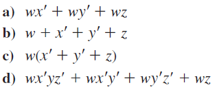 Which of the following Boolean expressions is not logically equivalent to all the rest