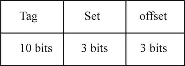 a) 2-way set associative: As there are bytes in main memory which is byte addressable, log 2 ( )= 16 bits are required to make up the main memory address. • In case of a 2-way set associative cache, the 32 blocks would be bunched into 2 sets, so (32/2 =16) it results in 16. Thus, 4 bits (16 =2 4 ) are needed to identify a set. • Each block has 8 bytes and the memory is byte-addressable. So, 3 (8= 2 3 ) bits are required for the offset field to identify the required data within a block. • The number of bits used for tag can be identified by subtracting the number of bits used for set and offset from size of main memory. o The remaining bits. 16-4-3=9 bits would be used for the tag. Thus, the format of main memory address is as follows: b) 4-way set associative: As there are bytes in main memory which is byte addressable, log 2 ( )= 16 bits are required to make up the main memory address. • In case of a 4-way set associative cache, the 32 blocks would be bunched into 4 sets, So (32/4 =8) it results in 8 sets.Thus, 3 bits (8 =2 3 ) are needed to identify a set. • Each block has 8 bytes and the memory is byte-addressable. So, 3 (8= 2 3 ) bits are required for the offset field to identify the required data within a block. • The number of bits used for tag can be identified by subtracting the number of bits used for set and offset from size of main memory. o The remaining bits. 16-3-3=10 bits would be used for the tag. Thus, the format of main memory address is as follows: