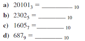 Perform the following base conversions: