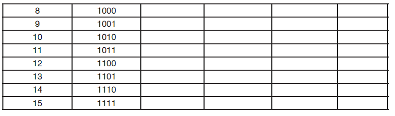 Fill in the following table to indicate what each binary pattern represents using the various formats.