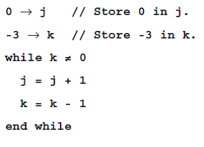 Suppose a computer uses 4-bit one's complement representation. Ignoring overflows, what value will be stored in the variable j after the following pseudocode routine terminates?