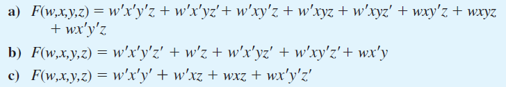 Create the Kmaps and then simplify for the following functions (leave in sum-of-products form):