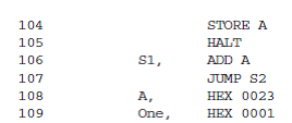 List the hexadecimal code for the following program (hand assemble it).