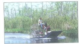 An airboat of the type used in swampy and marshy areas is shown in Fig. Explain the principle of its propulsion. Using the concept of conservation of linear momentum, determine what would happen to the boat if a sail were installed behind the fan. FIGURE Fan propulsion See Conceptual Question.