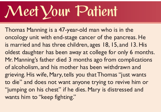 Thomas Manning (MeetYour Patient) had a strained relationship with his father for most of his life. His father was an alcoholic and constantly fought with his mother while Thomas was growing up. A few months ago, his father was hospitalized for the third time for complications of alcoholism, and Thomas visited him. He confronted his father regarding his drinking and the problems and pain it had caused him and the family. The confrontation ended in an argument. That night, Thomas' father slipped into a coma, and a few days later, without recovering consciousness, he died. • What issues does Thomas have to deal with? • Why might this be a complicated grief process?