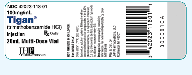 Drug Calculations  The physician orders trimethobenzamide ( Tigan ) 200 mg to be administered intramuscularly. Using the medication label for Tigan, administer ________ mL to your patient.   