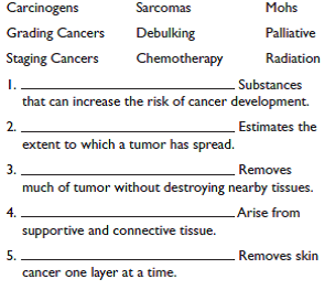 Match the terms below to their correct statements.   