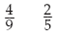 Place , , or = between the following pairs of fractions to make a true statement.  