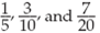 For each set of fractions, find the least common denominator. Then convert each fraction to an equivalent fraction with the LCD.