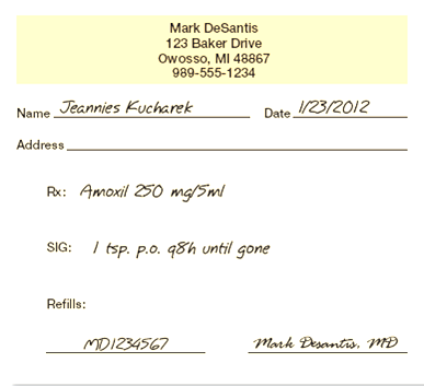 Referring to Prescription 2:    Prescription 2  What instructions should be printed for the patient?