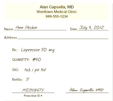 In Exercises 4, refer to prescription A.    Prescription A  What strength tablets should be dispensed?