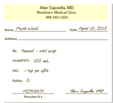 In Exercises 9, refer to prescription B.    Prescription B  How many times can this prescription be refilled?