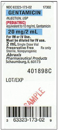 A drug order reads Gentamicin 5 mg IV now. You have available a drug with the following label:    How would you administer the drug?