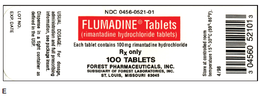 In Exercises 19, refer to label E.    What is the trade name of this medication?