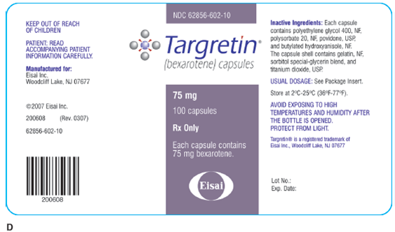 In Exercises 8, calculate the amount to administer. Ordered: Targretin 150 mg PO q.d. a.c. On hand: Refer to label D.