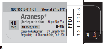 Ordered: Aranesp 60 mcg On hand: Refer to Label B.