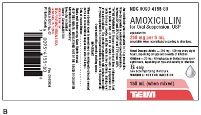 In Exercises 8, calculate the amount to administer. Ordered: Amoxicillin 270 mg PO q8h On hand: Refer to label B. Administer: _____  