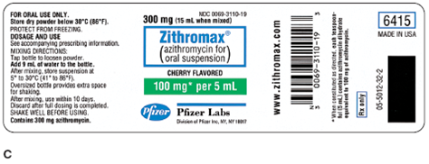 In Exercises 9, calculate the amount to administer. Ordered: Zithromax 250 mg PO qd On hand: Refer to label C. Administer: _____