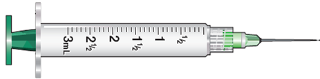 In Exercises 1, find the amount to administer, then mark the syringe. Ordered: INFeD (iron dextran) 100 mg deep IM qd On hand: INFeD 50 mg/mL  