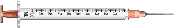 In Exercises 3, find the amount to administer, then mark the syringe. Ordered: Loxitane 30 mg IM bid On hand: Loxitane 50 mg/mL
