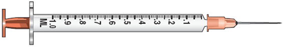In Exercises 9, find the amount to administer, then mark the syringe. Order: Prostigmin 0.75 mg IM q4h On hand: Prostigmin 1:1000 solution  