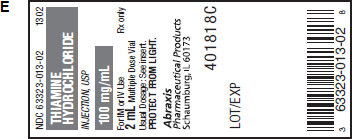Ordered: Thiamine 250 mg IM now  On hand: See Label E  