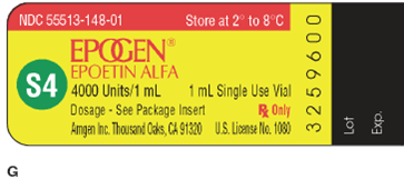 For Exercises 15, find the amount to administer, and then determine the proper syringe and write it in the space provided. Ordered: Epogen 3500 U Sub-Q tiw On hand: Refer to label G. Administer: __________nge: __________  