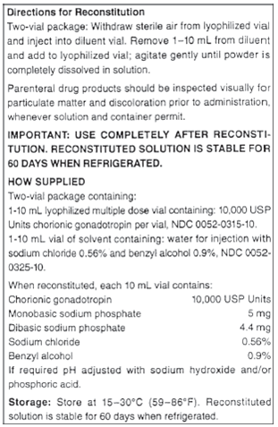 In Exercises 11, refer to the following order, label, and package insert. Ordered: Pregnyl 5000 USP units IM every other day        How much diluent is used to reconstitute the Pregnyl ?