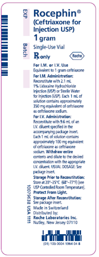 In Exercises 28, refer to the following label, order, and package insert. Ordered: Rocephin 750 mg IM q6h On hand: See label    What is the dosage strength of the solution, once reconstituted?