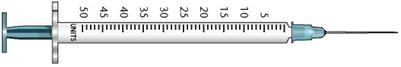 In Exercises 4, refer to labels A-F. Select the label corresponding to each exercise. Then mark the desired amount of insulin on the syringe. Ordered: Humalog 24 units Sub-Q qd Select vial: _____
