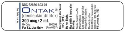 Use the identified drug labels and package inserts to answer the following questions: Refer to Label C and Ontak package insert information. If your patient weighs 50 kg, what is the recommended maximum dose? Ontak package insert information IV (adults): 9-18 mcg/kg/day over 30 minutes. For each 1 mL of ONTAK from the vial, no more than 9 mL of sterile saline without preservative should then be added to the IV bag.    Label C