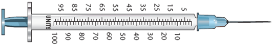 In Exercises 3, refer to labels A-G. Select the label corresponding to each order. Then mark the desired amount of insulin on the syringe. Ordered: Novolin N 35 units Sub-Q qd Select vial: _____