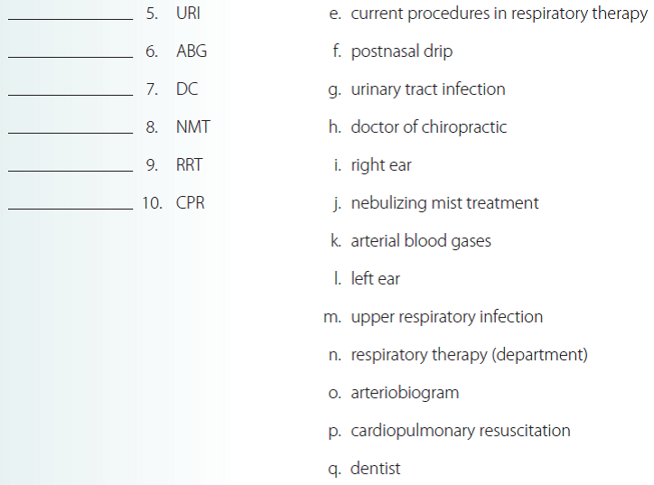 Match the following abbreviations with their definition.    <div style=padding-top: 35px> 