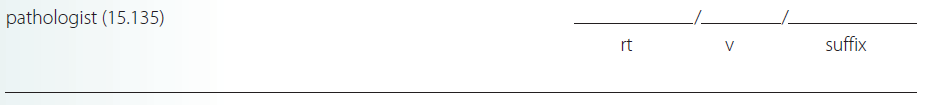 Give a brief definition and dissect each term listed into its word parts in the space provided. Check your answer by referring to the frame listed in parentheses and your medical dictionary. Then listen to the Audio CD to practice pronunciation.  <div style=padding-top: 35px> 