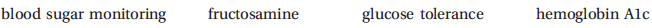 Select the correct answer, and write it on the line provided. The average blood glucose levels over the past 3 weeks is measured by the _____________________ test.  