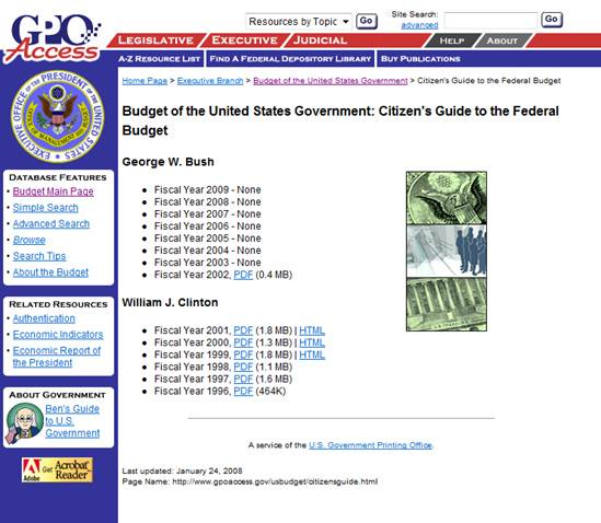 <div class=answer> <span class=bold><span class=italics>Note to Instructors:</span></span>At the time we were preparing this 9<span class=sup>th</span> Edition of <span class=underline>What the Numbers Mean</span>, the most current version of The Citizen's Guide to the Federal Budget available at this website was for FY 2002 as you can see below. Our hope is that these links will remain available for use by your students and perhaps even additional years will be provided, but we certainly do not control their availability as time marches on. This solution provides a response based on FY 2002 but it can easily be adapted as additional fiscal years become available.
