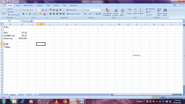     <div class=answer> a. An analysis tool called Goal Seek can be used to find the break-even volume and also the volume associated with a given desired profit level. Calculate the break-even point using Goal Seek function in the following manner: In the first step, Open a spreadsheet, enter the details of selling price per unit, variable cost per unit, fixed cost, desired profit and volume in the following manner:   