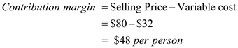     <div class=answer> a. <u>Break-even point (in units) </u> Break-even point is the level of operations at which the sales revenue and total costs (variable costs and fixed costs) become equal. There is no profit or no loss at break-even point sales. Break-even point (in units) can be calculated using the following equation Break-even point (in units) Sales price of the radio receiver is $80 per radio and variable cost is $32 per radio. The fixed costs are $360,000 per month. Contribution margin is the profit earned by the company before adjusting for the fixed costs.   Now we calculate the break-even point (radio receivers) as follows:   The company needs to sell 7,500 radio receivers to break-even. 
