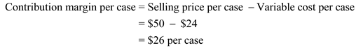     <div class=answer> a. <u>Break-even point (in units) </u> Break-even point is the level of operations at which the sales revenue and total costs (variable costs and fixed costs) become equal. There is no profit or no loss at break-even point sales. Break-even point (in units) can be calculated using the following equation    Selling price is $50 per case of juice and variable cost is $24 per case of juice. The yearly fixed costs are $8,112,000 Contribution margin is the profit earned by the company before adjusting for the fixed costs.   Now we calculate the break-even point (in cases) as follows:   The company’s break-even point (in cases of juice) is 312,000 cases. <u>Break-even point (in bottles) </u> Each case of juice has 24 bottles.   Therefore, break-even point in cases is 7,488,000 bottles. 